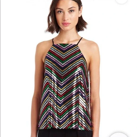 Amanda Uprichard Mako Sequin Halter | Sparkly Chevron Top โ Brand New - โฆ - Picture 2 of 8